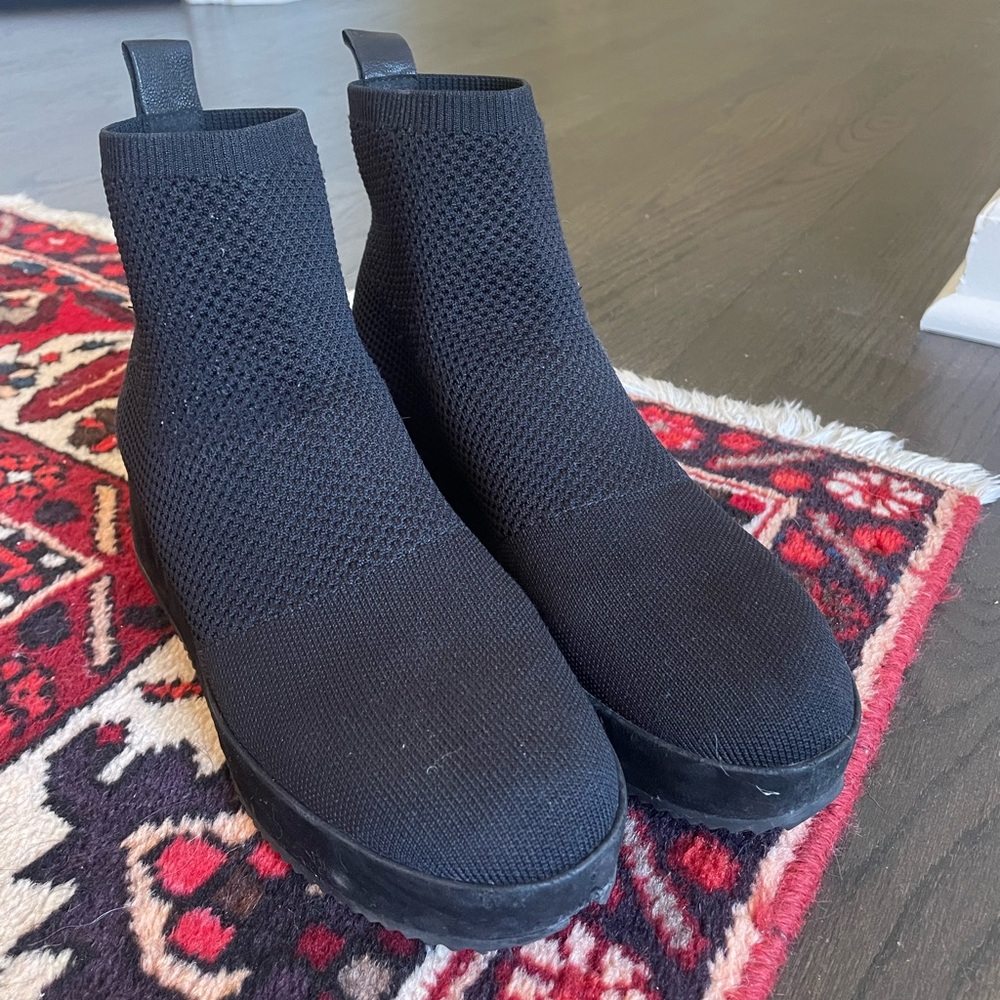Eileen Fisher Black Knit Ankle Boots